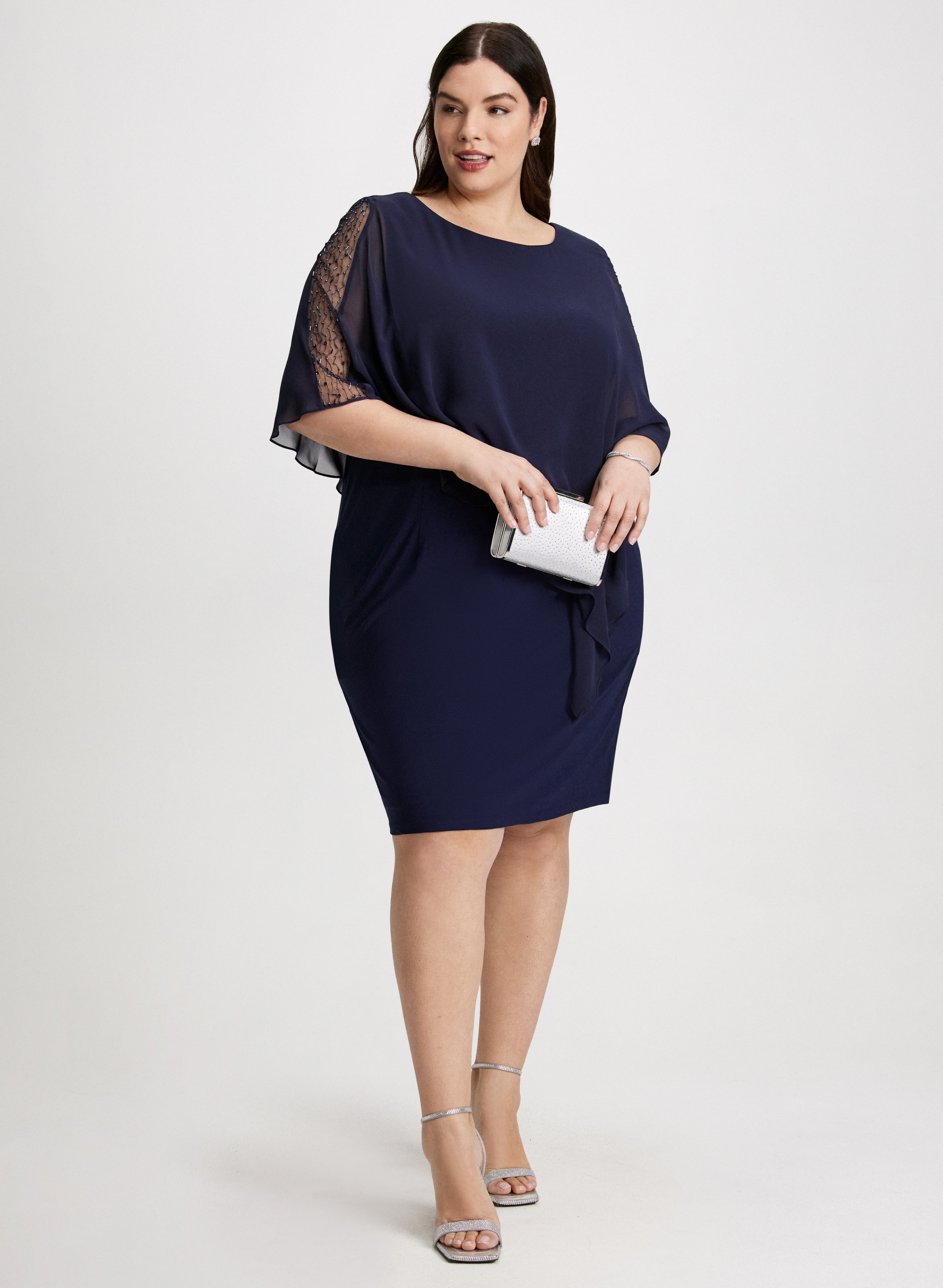 Elegant Asymmetric Poncho Evening Dress for Women - Chic Party & Formal Occasion Wear