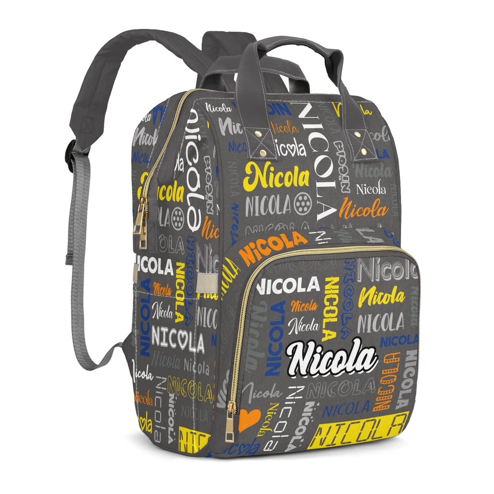 **Personalized Large Capacity Diaper Backpack - Custom Name, Waterproof Baby Diaper Bag for Boys & Girls, Multifunctional Travel Backpack for Moms - Perfect for Daycare, Outings & Family Trips**
