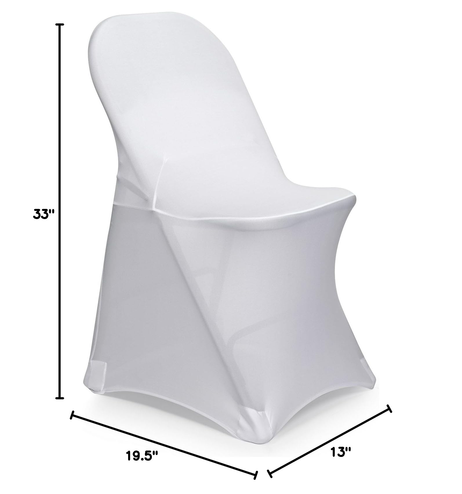 Lann's Linens 50-Piece White Spandex Folding Chair Covers - Stretchable, Wrinkle-Resistant for Weddings, Parties, Banquets & Events - Perfect for Indoor/Outdoor Decorations