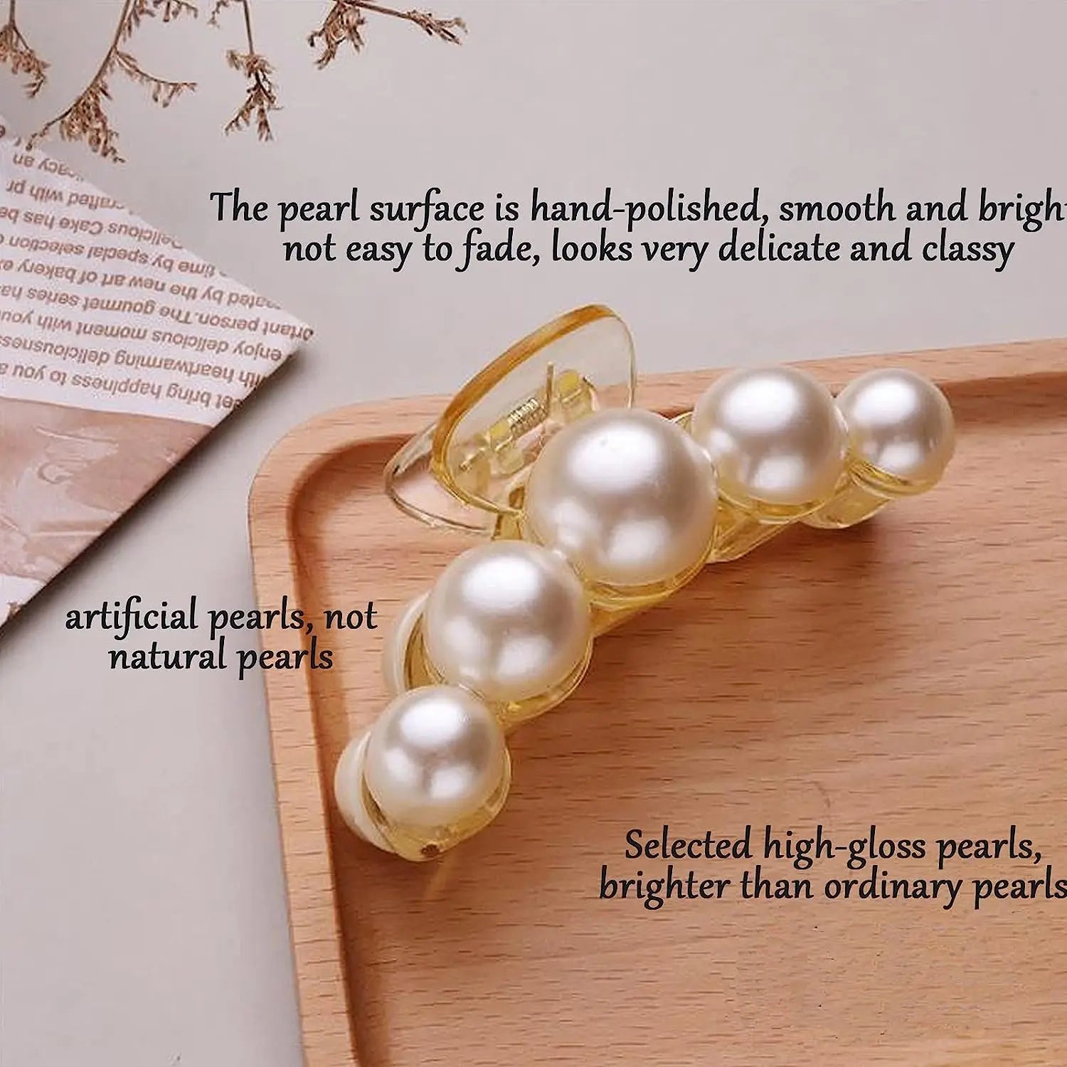 Elegant Large Pearl Hair Claws for Women - Korean Style Acrylic Hair Clips, Big Size Barrettes & Shark Clips - Fashion Hair Accessories for Parties, Weddings & Daily Styling