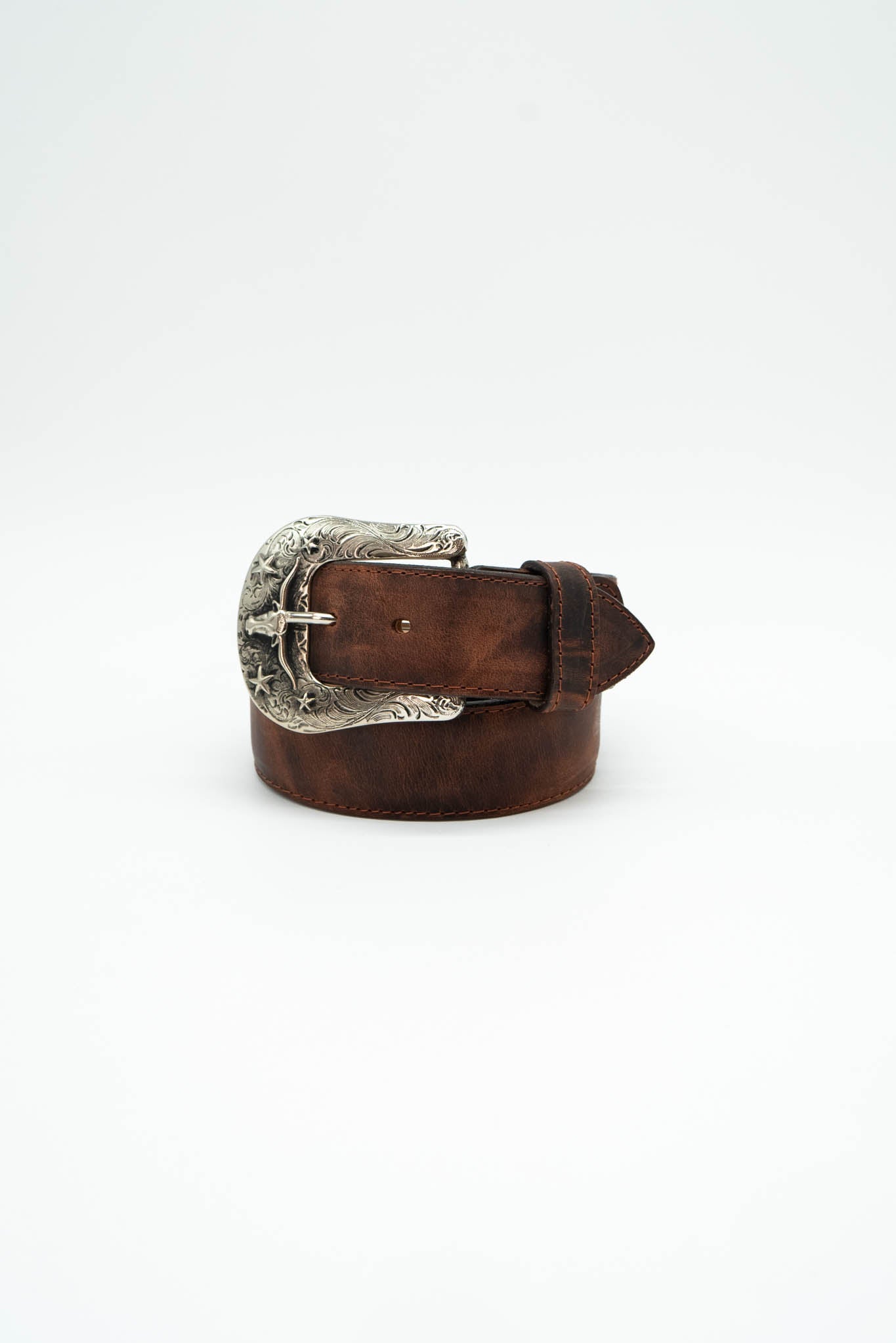 Premium Genuine Leather Western Cowboy Belt with Longhorn Buckle - Stylish & Durable for Rodeo, Ranch Work & Country Fashion