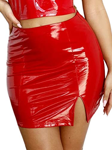 Red Pvc Mini Skirt