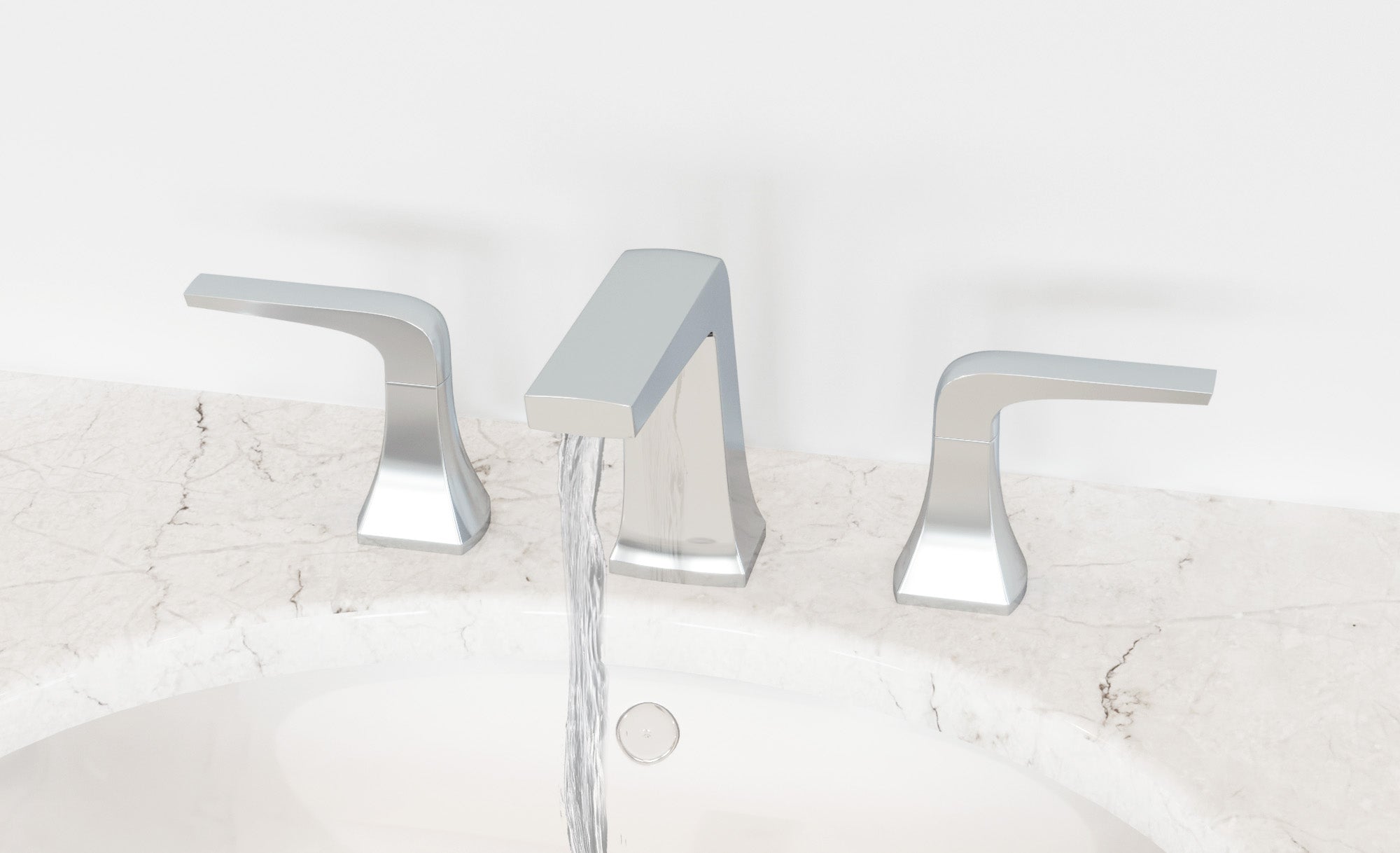 Linea Widespread Chrome Bathroom Faucet - Modern Single Handle Bathroom Sink Faucet with High Arc Spout for Vanity, Powder Room & Guest Bathroom