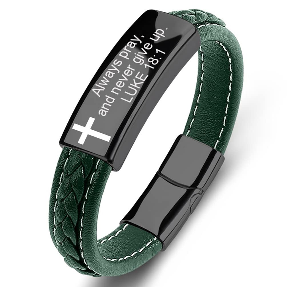 SHNIAN Christian Leather Bracelet - Magnetic Clasp Religious Jewelry for Men & Women | Faith Gifts & Daily Wear