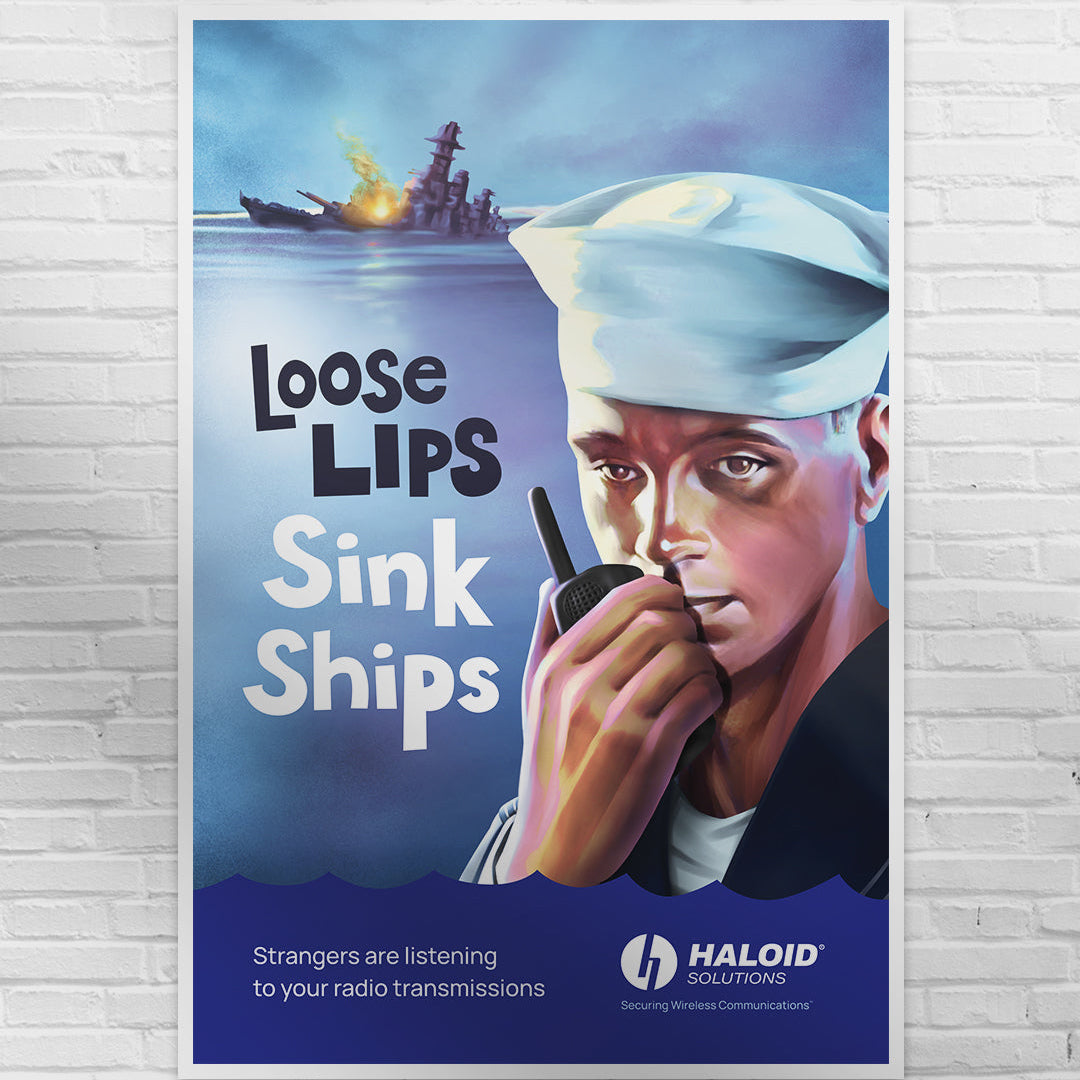 Loose Lips Sink Ships - Vintage WWII Radio Privacy Warning Poster - 24x36 Inch Wall Art - Perfect for Home Office, Man Cave & Military History Decor