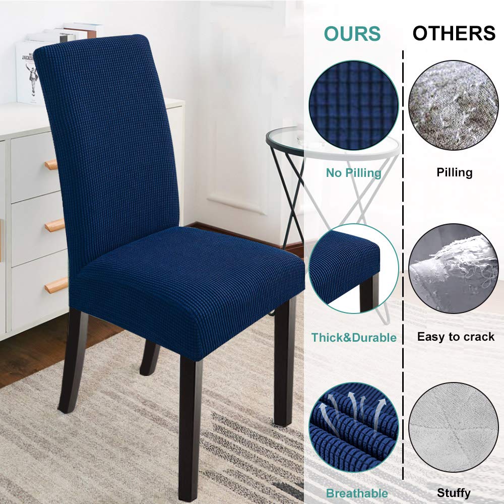 Northern Brothers 4 Pack Navy Blue Washable Dining Chair Covers - Super Fit Stretchable Kitchen Chair Protectors for Home, Hotel, Wedding & Events - Spill & Stain Resistant Seat Covers for Everyday Use & Special Occasions