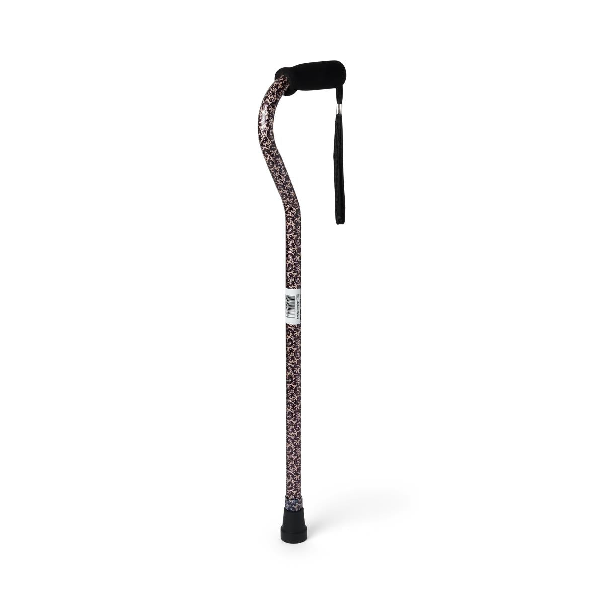 Premium Aluminum Walking Cane with Ergonomic Offset Handle - Stylish Black Paisley Design for Seniors & Mobility Support - Perfect for Daily Use, Travel, and Fashion Accessory