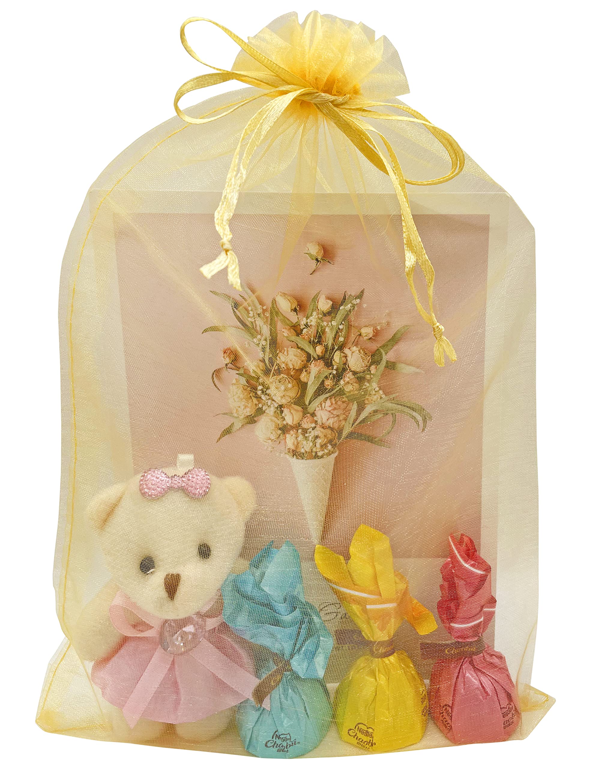 50pcs 8x12 Inch Gold Organza Drawstring Bags - Sheer Mesh Gift Pouches for Wedding Favors, Christmas Party, Baby Shower & Birthday Celebrations - Elegant Favor Bags for Jewelry, Candies & Small Gifts