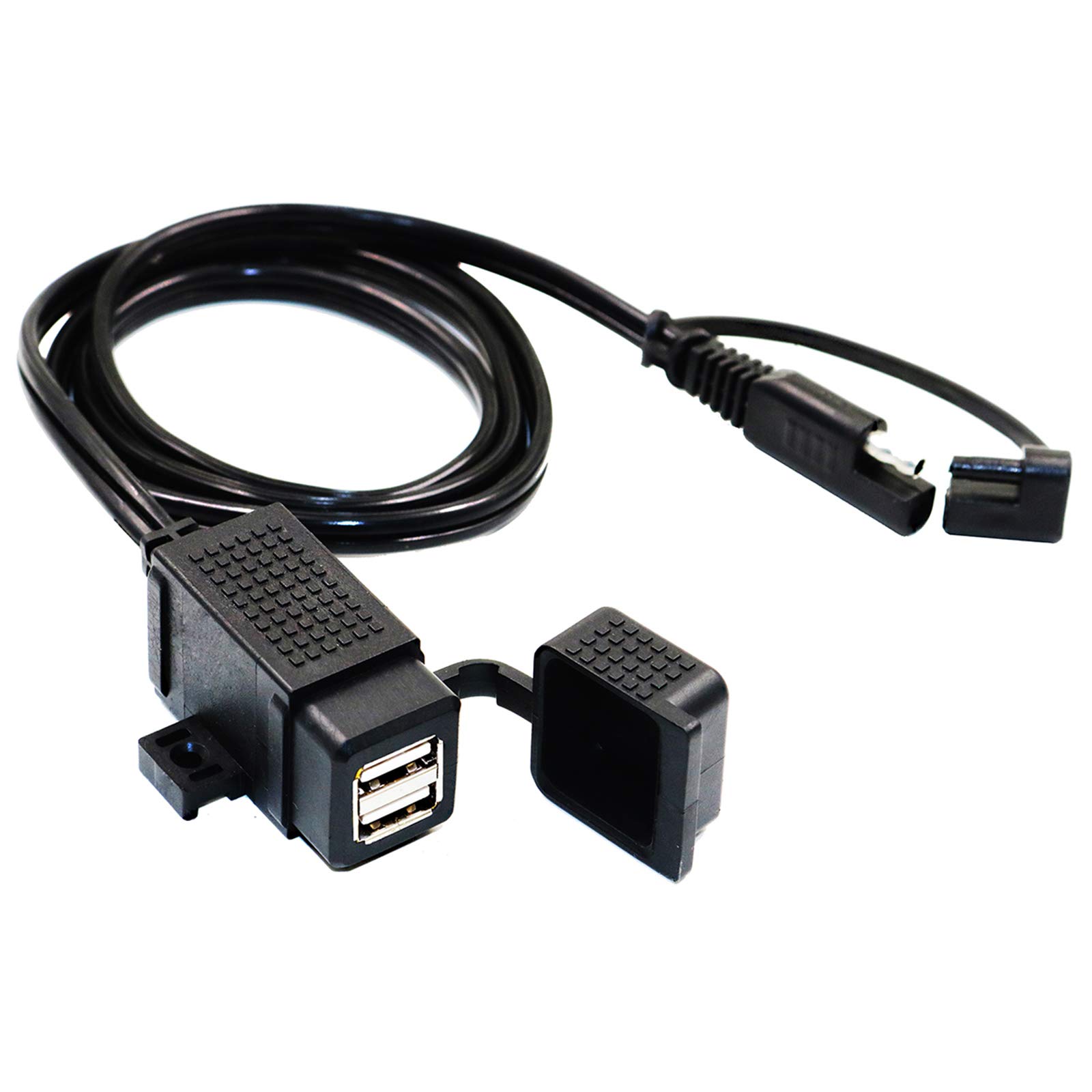 MOTOPOWER MP0609C 3.1A Waterproof Dual USB Charger for Motorcycle - SAE to USB Adapter for Phone, Tablet, GPS - Perfect for Road Trips & Outdoor Adventures