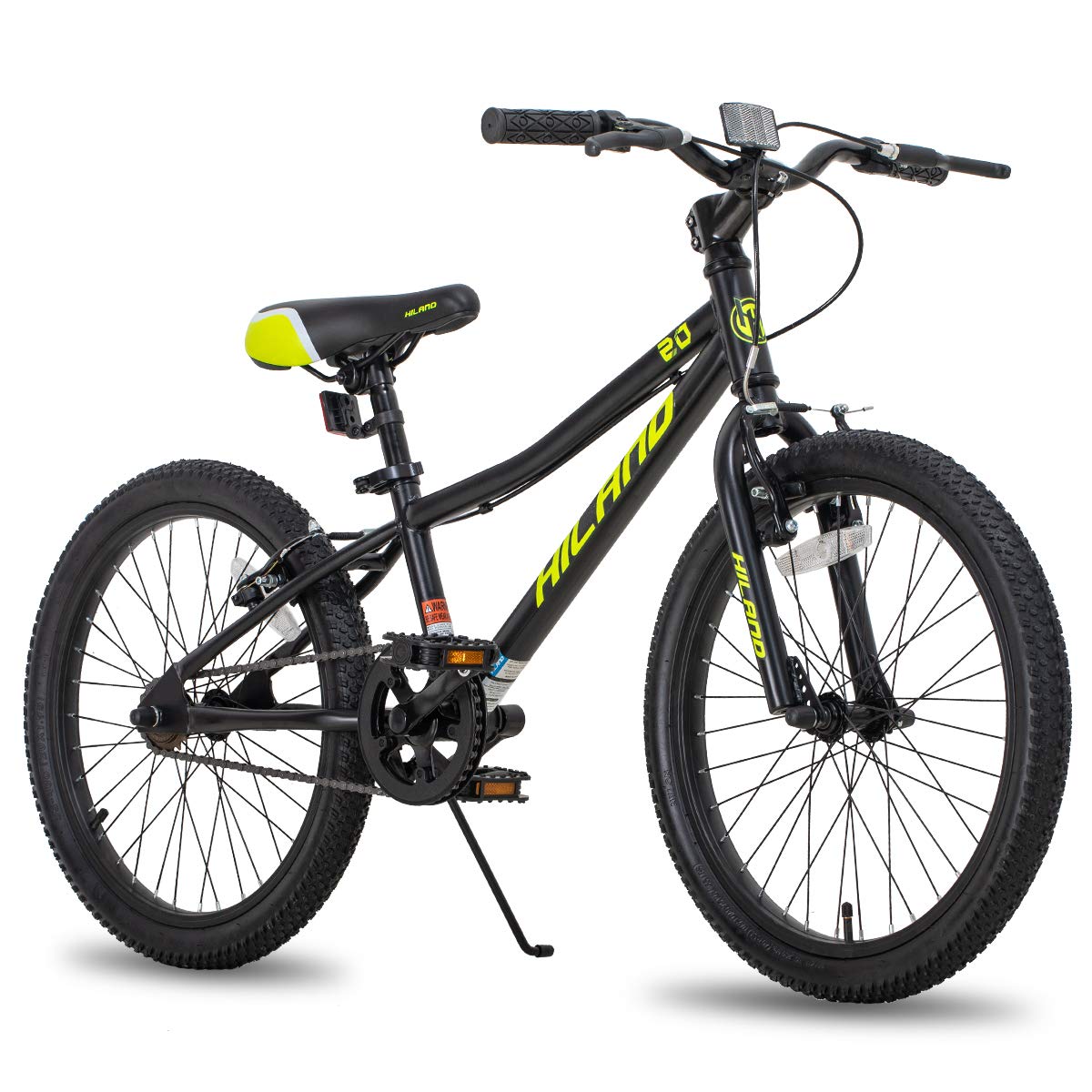 Hiland 20 Inch Kids Mountain Bike for Boys & Girls - Single Speed Bicycle with Dual Handbrakes, Kickstand & Multiple Colors - Perfect for Outdoor Riding, Backyard Adventures & Neighborhood Cycling