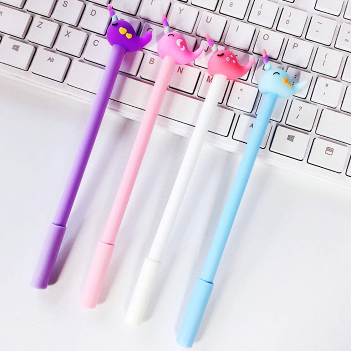 Colorful Narwhal & Whale Gel Ink Pens - Cute Kawaii Animal Ballpoint Pens with Black Ink for School, Office & Party Supplies (8PCS Set) - Perfect for Note Taking, Gift Giving & Creative Writing