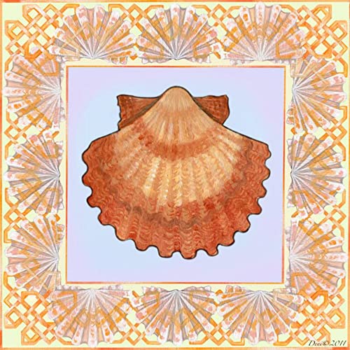 Denise Freeman Seashell Square 6 Accent Tile - Ceramic Mosaic Wall & Floor Tile for Bathroom, Kitchen Backsplash, and Pool Designs