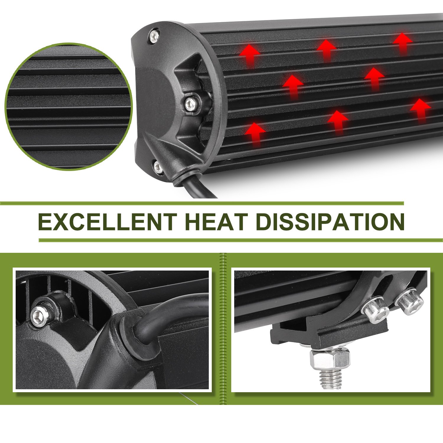 15 Inch 320W LED Light Bar - Quad Row Off Road Driving Lights, Flood Spot Combo for Trucks, ATV, UTV, Marine Boat | Waterproof Work Light with 2 Year Warranty | Perfect for Night Off-Roading, Camping & Emergency Lighting