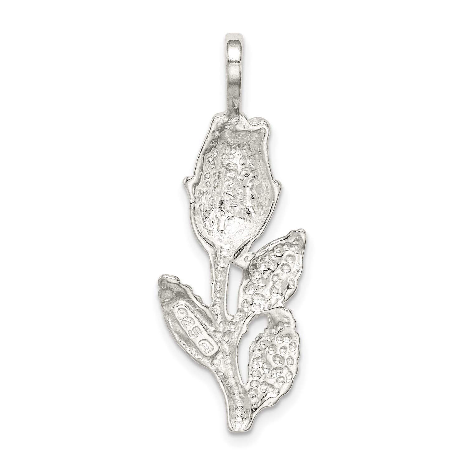 28mm x 8mm Sterling Silver Rose Bud Pendant Necklace - Elegant Jewelry Gift for Women, Perfect for Valentine's Day, Anniversary & Special Occasions