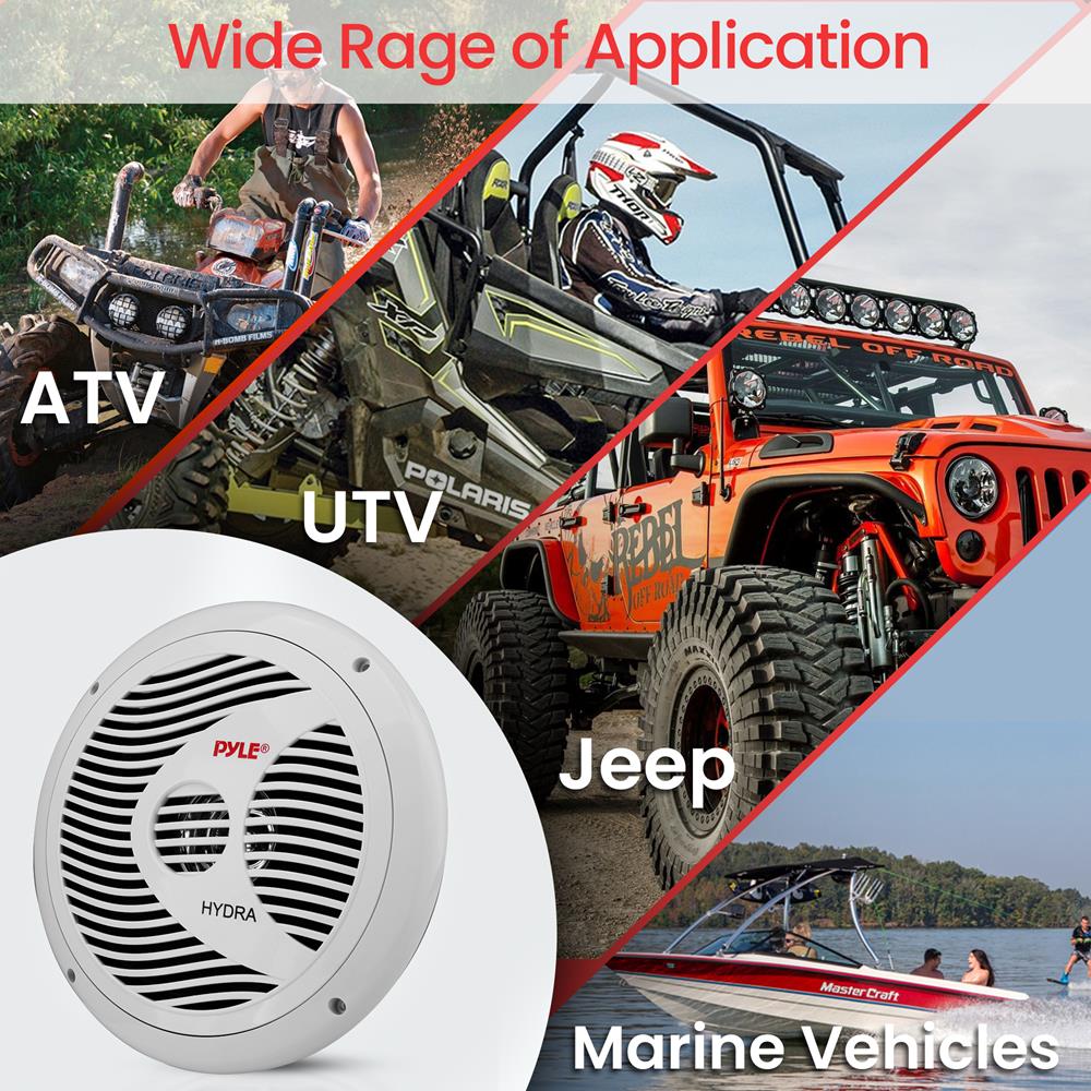 6.5 Inch Marine Component Speakers - Waterproof Boat Audio System for Outdoor, Marine, and Off-Road Vehicles | Perfect for Boats, ATVs, and RVs