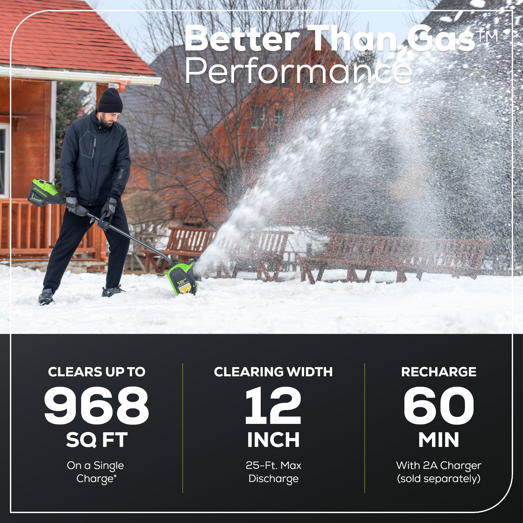 80V 12-Inch Cordless Battery-Powered LED Snow Shovel (Tool Only) - Perfect for Driveways, Sidewalks & Winter Storm Cleanup