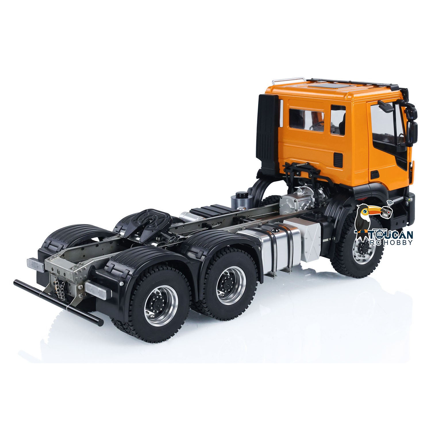 1/14 Scale 6x6 RC Tractor Truck - 2 Speed Transmission, Realistic Engine Sounds & LED Lights, Metal Chassis with Servo ESC Motor - DIY Remote Control Vehicle for Off-Road Adventure & Farm Simulation Play