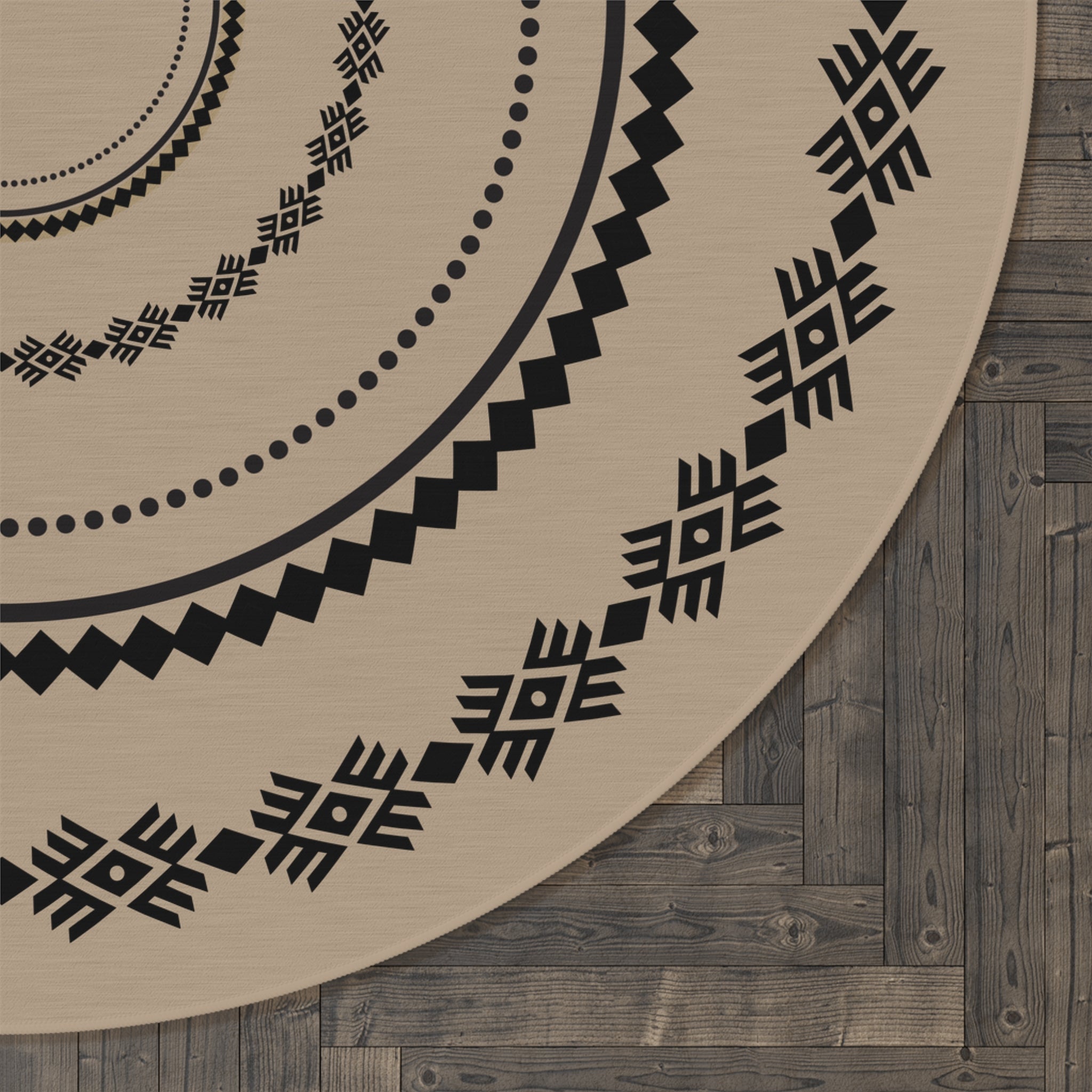 Southwestern Round Rug - Aztec Pattern Accent Rug for Bedroom, Living Room & Office - Boho Chic Home Decor for Cozy Spaces