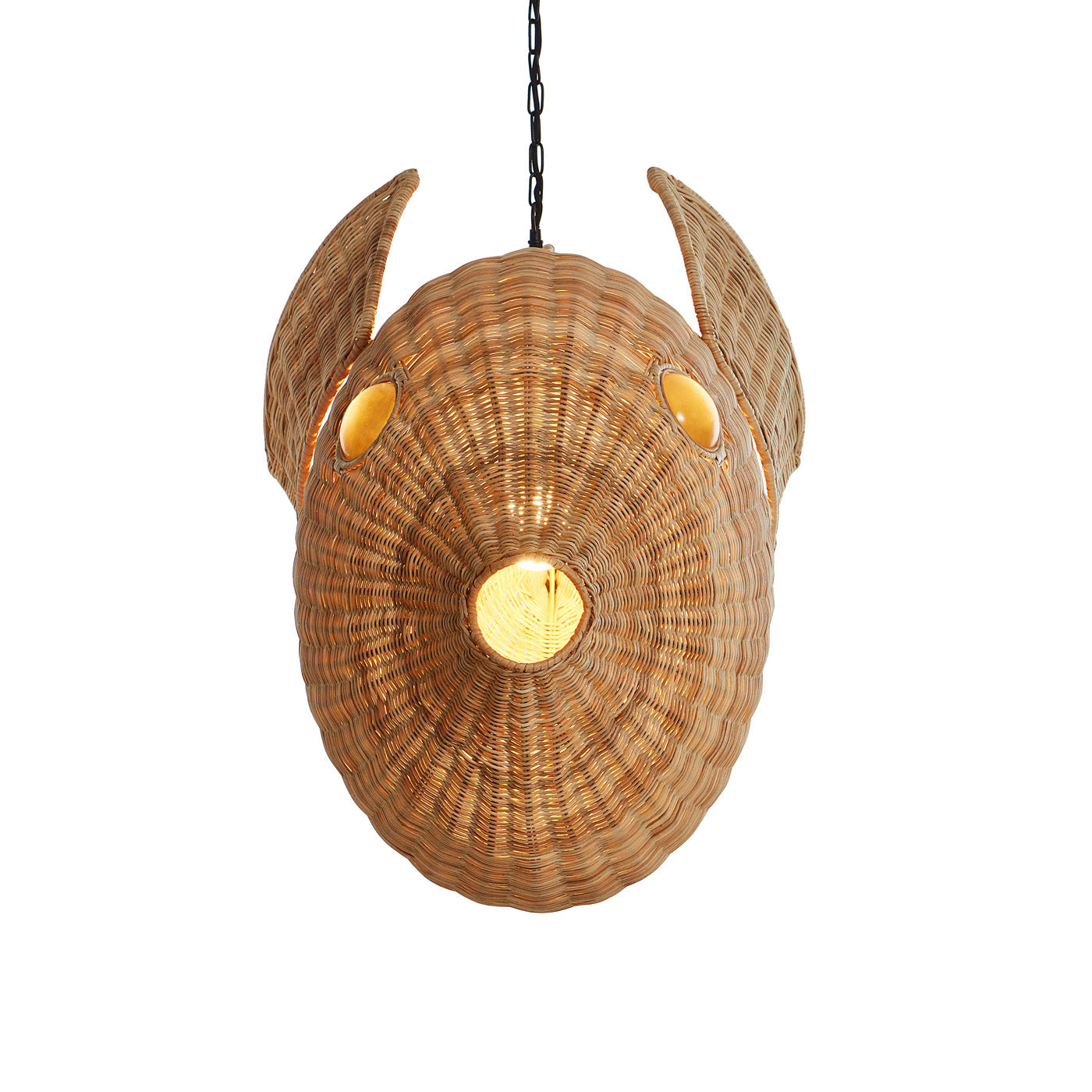 Wicker Blowfish Large Pendant Light - Handwoven Rattan Chandelier for Boho Home Decor, Coastal Living Room & Beach House Lighting
