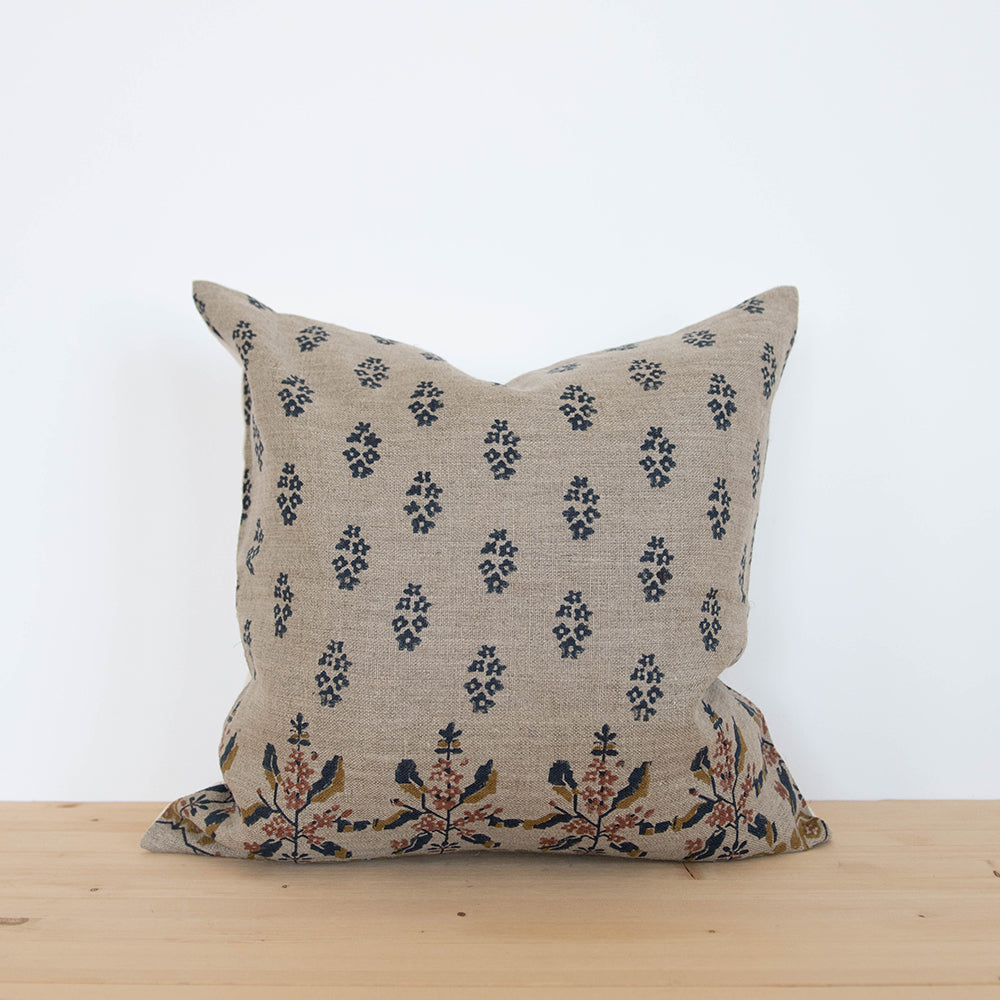 Handmade Linen Block Printed Pillow Cover No. 0222 - Bohemian Home Decor for Living Room, Bedroom & Sofa