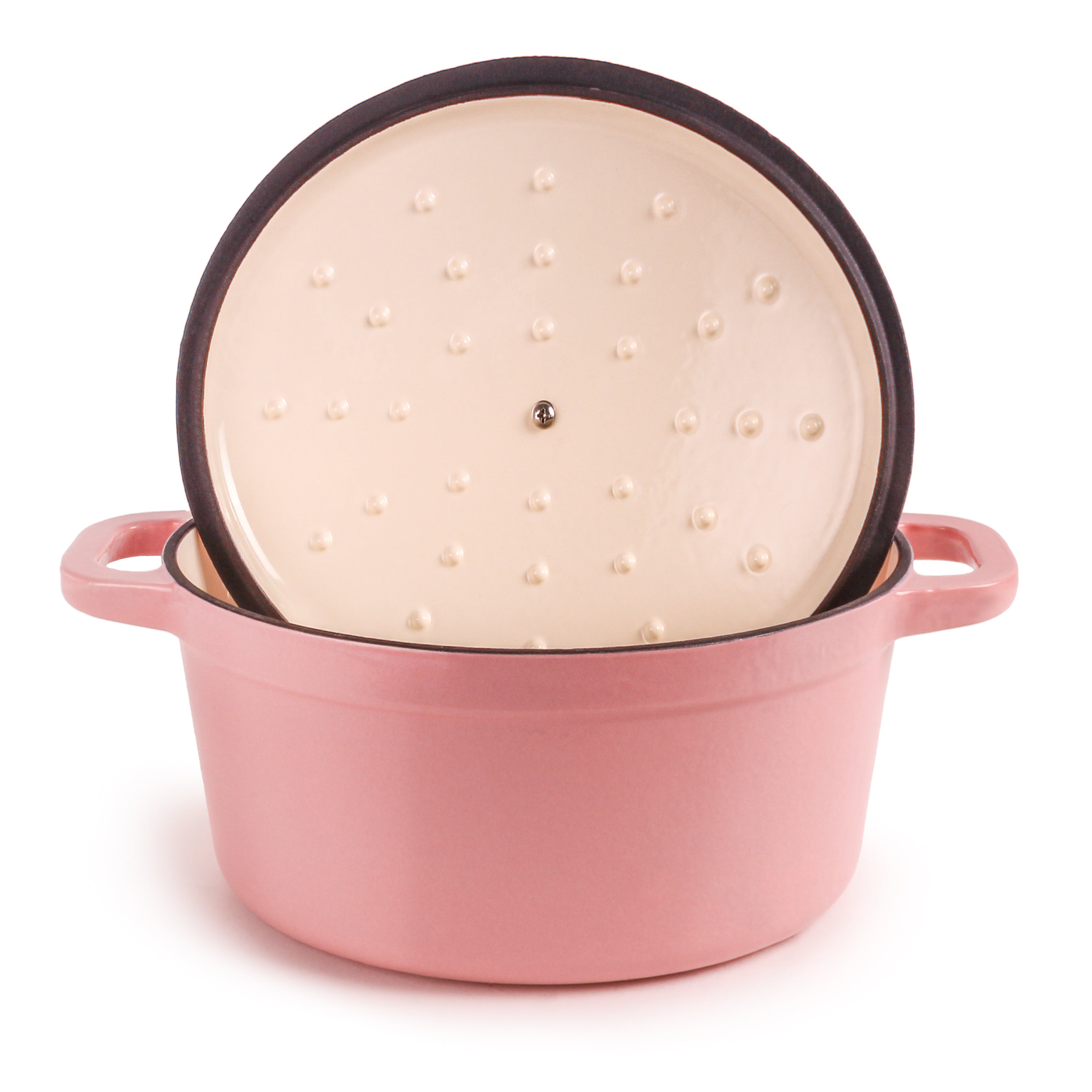 BergHOFF Neo Cast Iron 7-Quart Round Dutch Oven with Lid - Pink | Heavy Duty Enameled Cookware for Baking, Roasting & Slow Cooking | Perfect for Soups, Stews, Casseroles & Bread Making