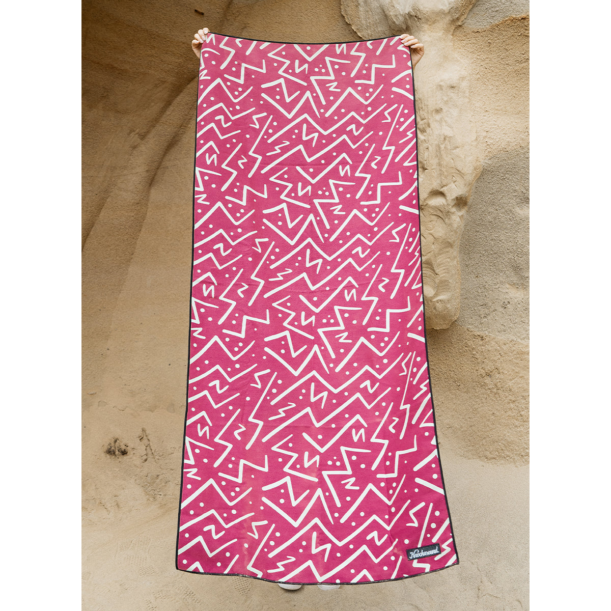 Adventure Towel - Quick Dry & Lightweight Travel Towel in Pink Zigzag Pattern | Perfect for Camping, Hiking, Beach & Yoga