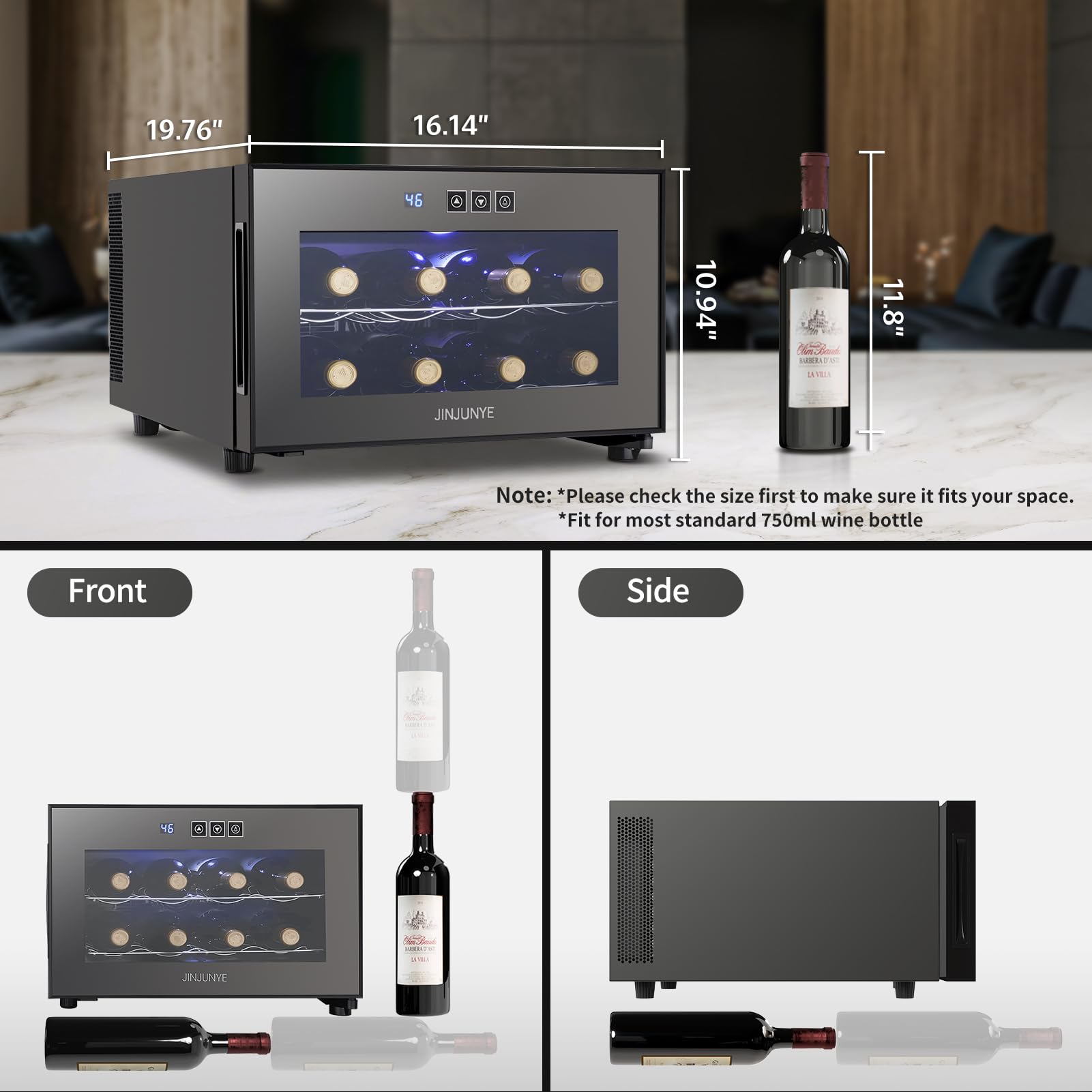8 Bottle Wine Cooler Refrigerator - Compact Countertop Wine Fridge with Digital Temperature Control, Freestanding Mini Wine Cellar with Glass Door - Perfect for Home, Office, Bar & as Luxury Gift | Ideal for Small Spaces, Entertaining & Wine Storage