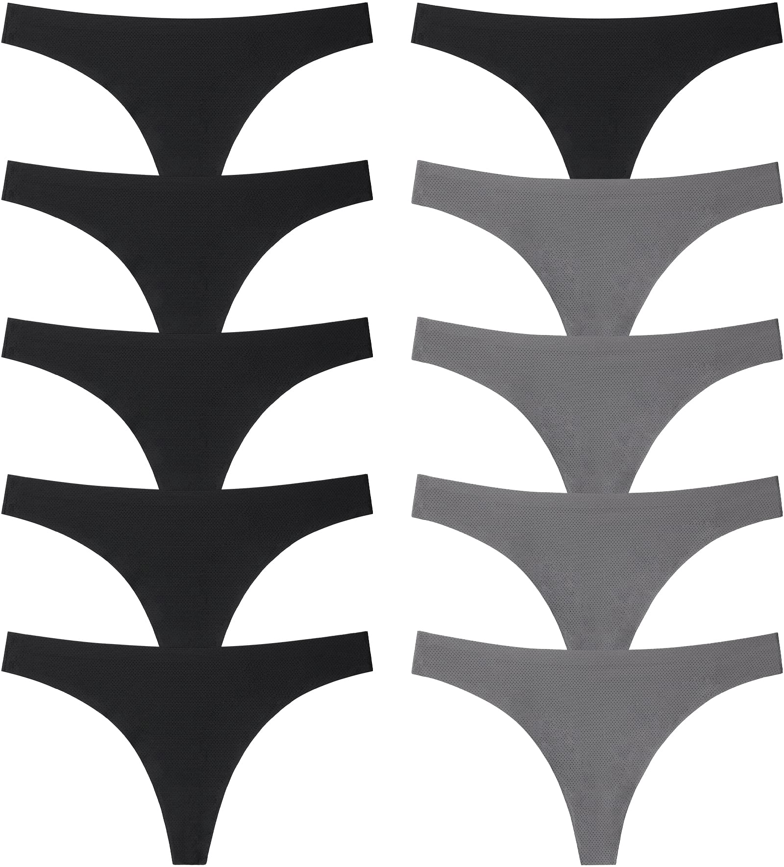 QOVOQ Seamless Thongs for Women - Breathable Cotton No Show Underwear Pack (3/5/7 Pack) | Comfortable Everyday Wear, Perfect Under Tight Dresses & Yoga Pants