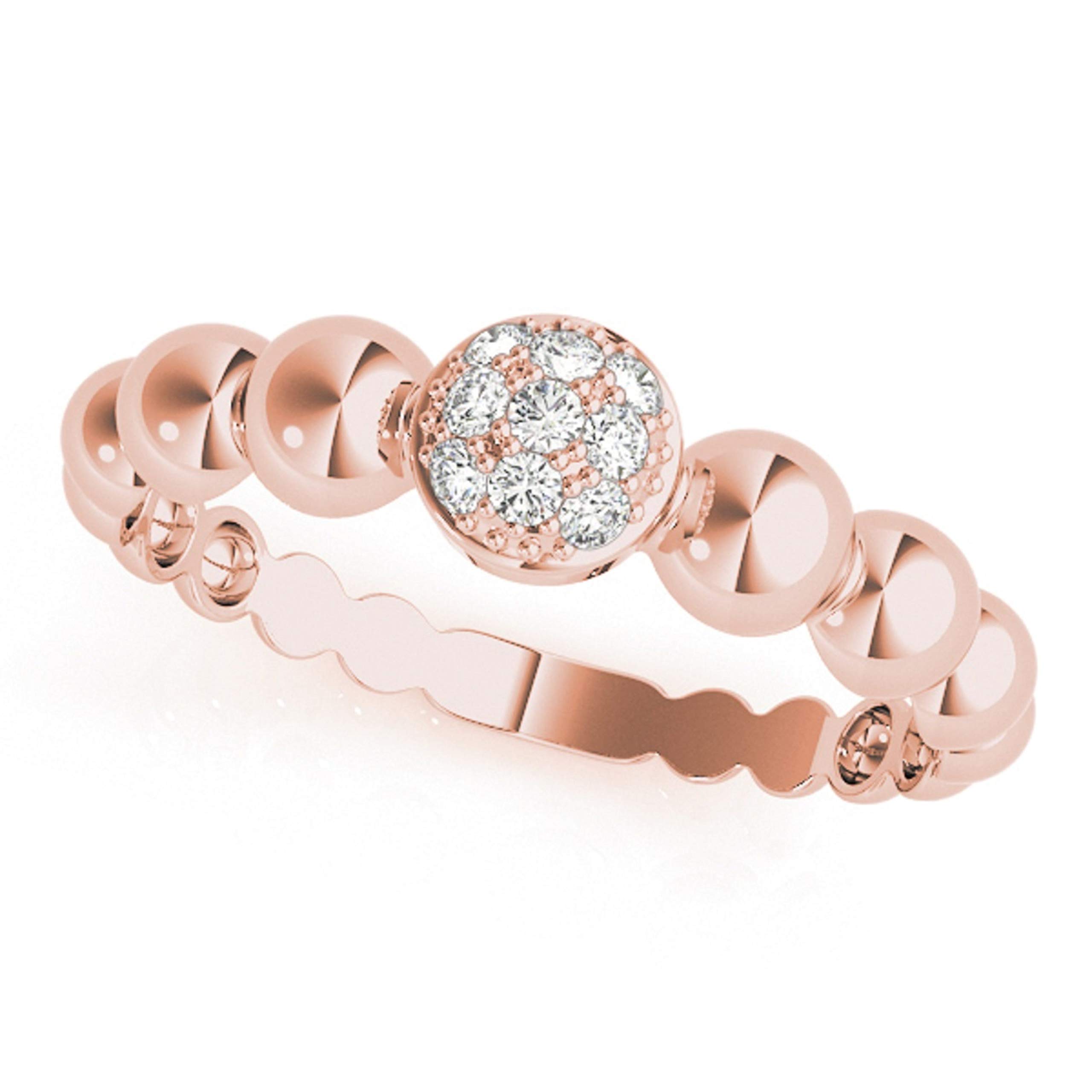 10K Round White Diamond Ring in Solid Rose, White & Yellow Gold - Elegant Valentine's Day Gift for Her, Anniversary, Engagement & Wedding Jewelry