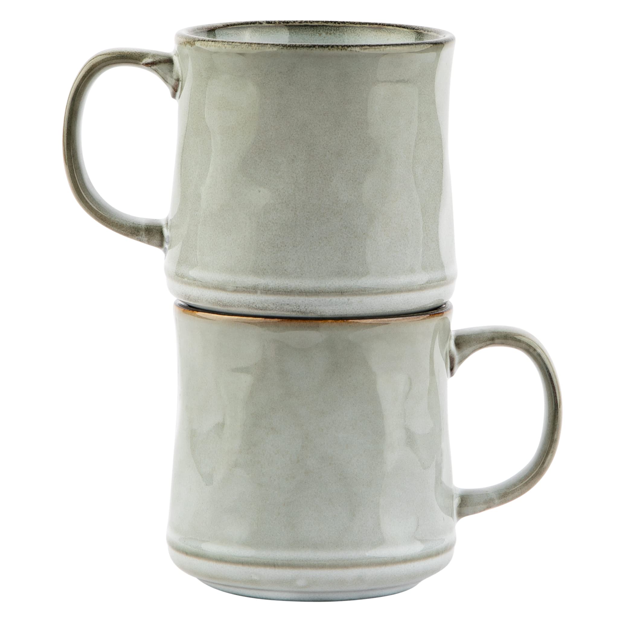 Premium Ceramic Coffee Mugs Set of 2 - 15oz Glazed Kook Mugs, Microwave & Dishwasher Safe, Java/Slate Color - Perfect for Home, Office & Gift Giving