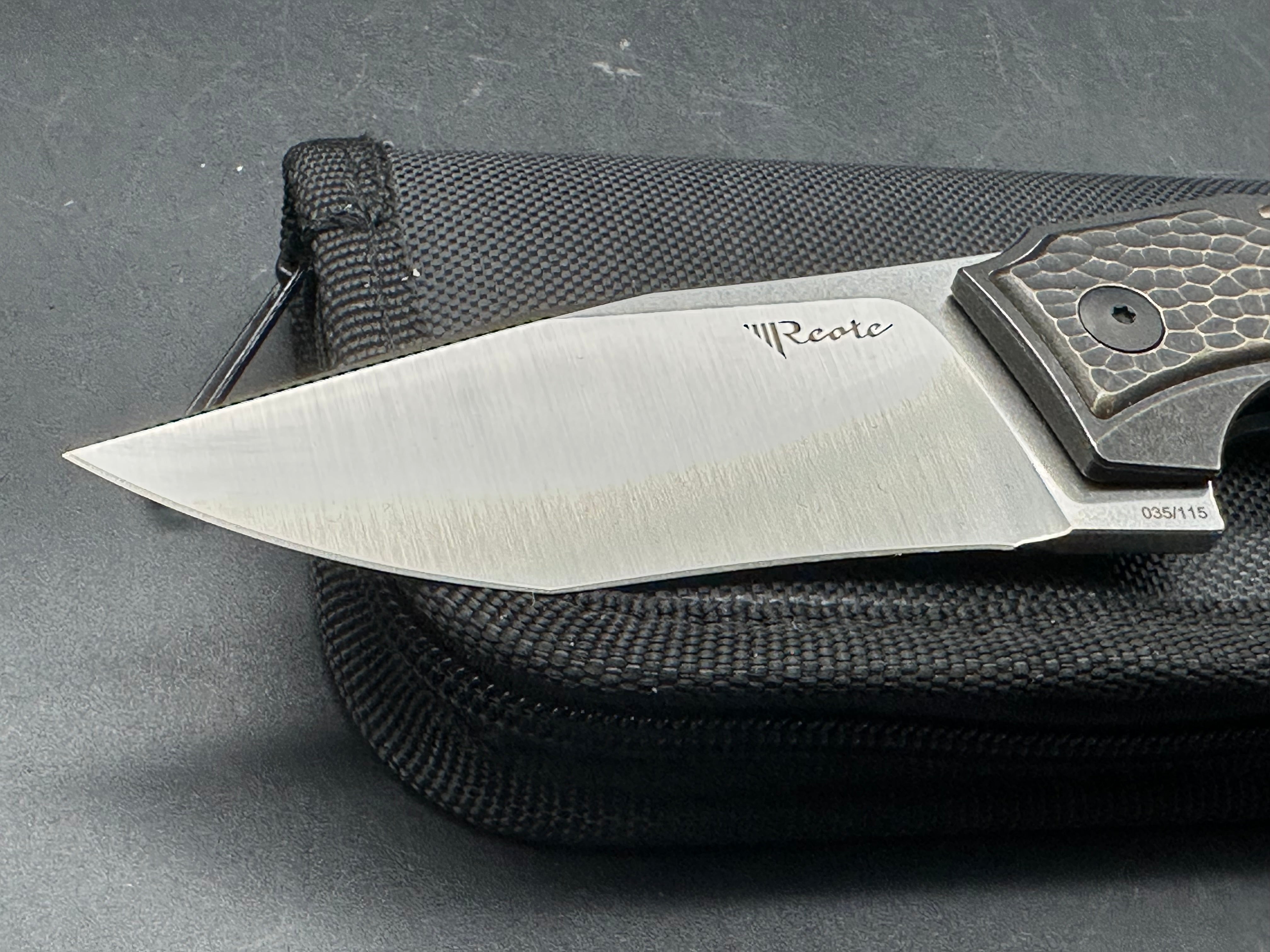 Reate Tashi Bharucha T3500 Folding Knife - Bronze Titanium Frame with Textured Brass Inlays | EDC Pocket Knife for Outdoor, Camping & Everyday Carry