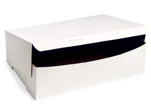 100-Pack White Bakery Boxes 14x10x4 Inches with Lock Corner - Perfect for Cupcakes, Cookies, and Pastry Storage - Bulk Bakery Packaging for Home & Commercial Use
