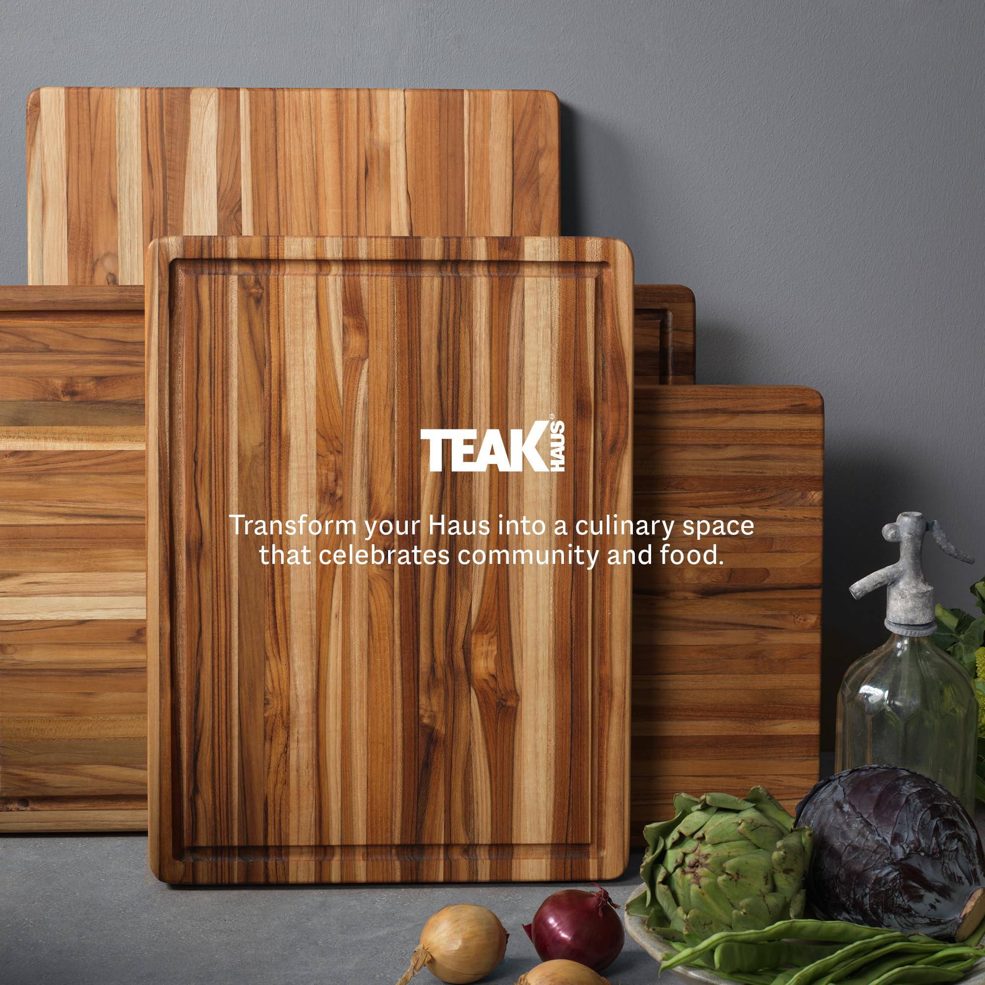 Premium Teak Wood Cutting Board XL - Extra Large Reversible Edge Grain Chopping Board with Grip Handles - FSC Certified Knife-Friendly Kitchen Essential for Meat, Vegetables & Bread Preparation