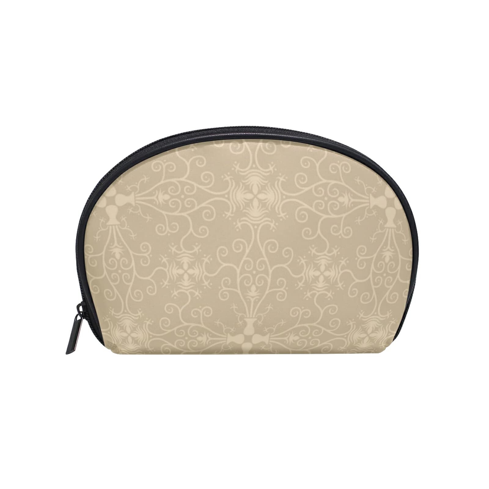 Stylish Floral Makeup Bag - Small Cosmetic Pouch for Purse, Half Moon Travel Organizer | Perfect for Travel, Gym & Everyday Essentials