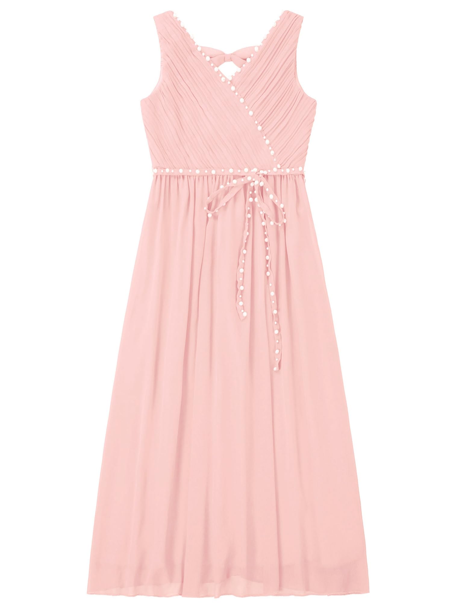 Girls Beaded Flower Girl Dress - Sleeveless A-Line Maxi Dress for Birthday, Wedding, Pageant Party - Perfect for Flower Girls, Bridesmaids & Special Occasions