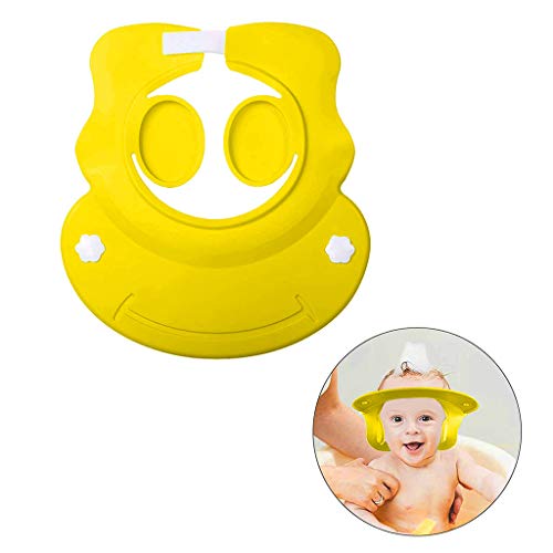 **Atezch Adjustable Silicone Baby Shower Cap - Soft Bathing Hat for Toddlers & Infants - Waterproof Shampoo Protection (Yellow) - Perfect for Bath Time & Hair Washing**