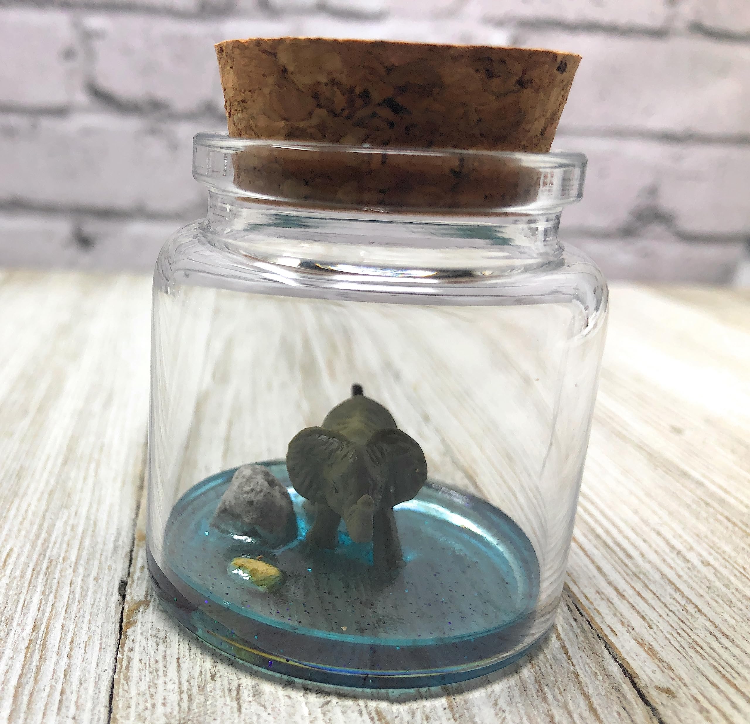 Mini Glass Terrarium with Adorable Elephant Desk Pet & Adoption Certificate - Perfect for Office Decor, Home Display & Stress Relief Gifts