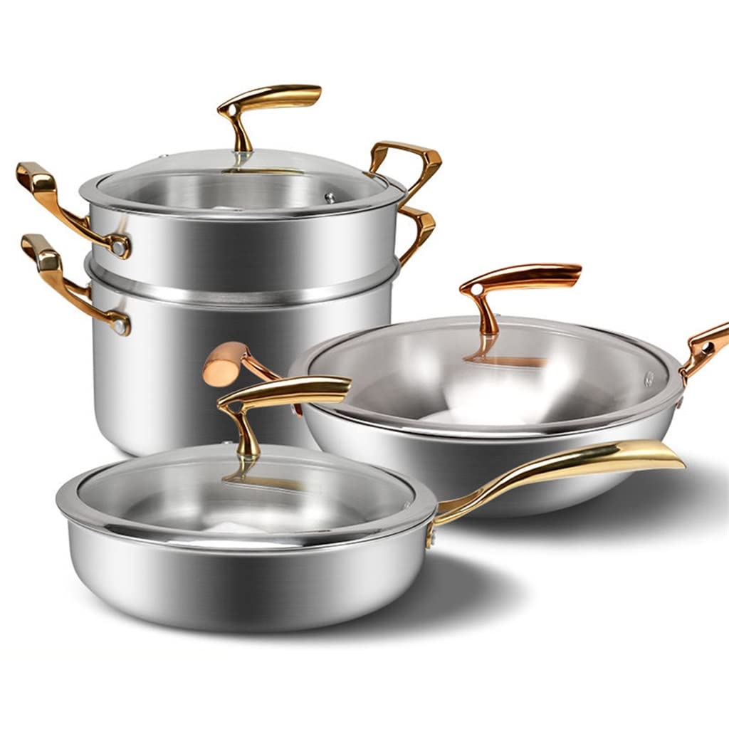 Premium 10-Piece Non-Stick Cookware Set - Soup Pot, Milk Pot, Frying Pan, Steamer & Double Boiler for Healthy Cooking | Kitchen Essentials for Sauteing, Boiling & Steaming | Perfect for Home Chefs & Family Meals