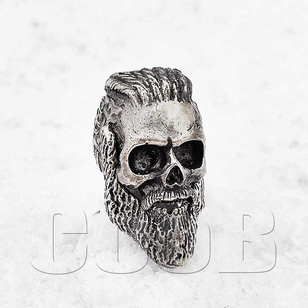 Ragnar Lothbrok Skull Paracord Bead - Metal EDC Lanyard Charm for Outdoor & Survival Gear