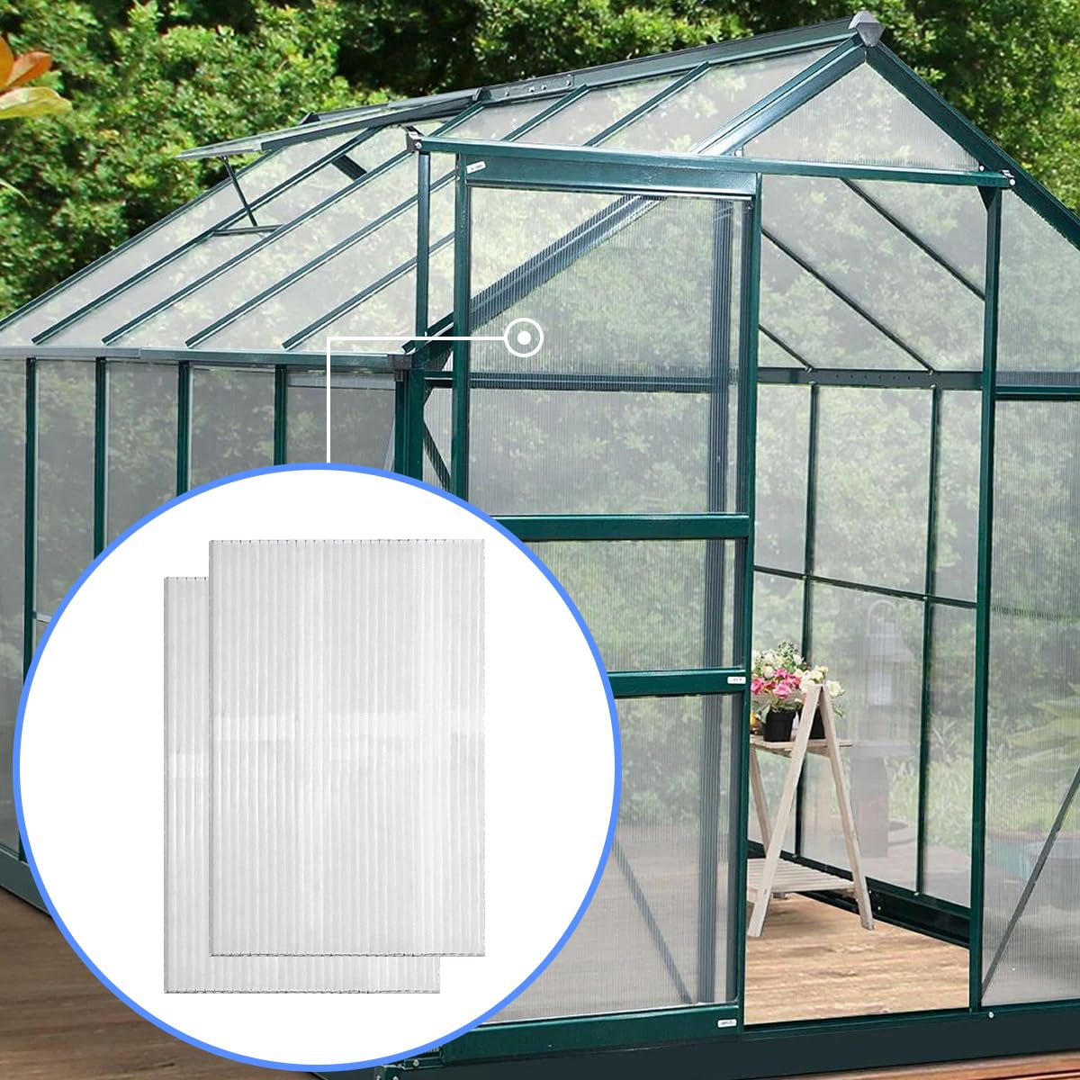 DGSL 14 Pcs 4' x 2' x 0.24'' Twin-Wall Polycarbonate Greenhouse Panels - Durable All-Weather Garden & Greenhouse Covering for Outdoor Plant Protection & DIY Projects