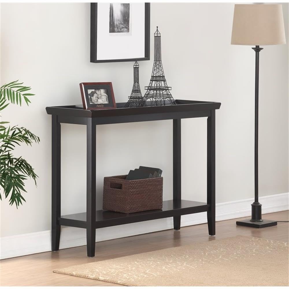 Pemberly Row Modern Console Table - Black Wood Finish Entryway Sofa Table for Hallway, Living Room & Bedroom Decor