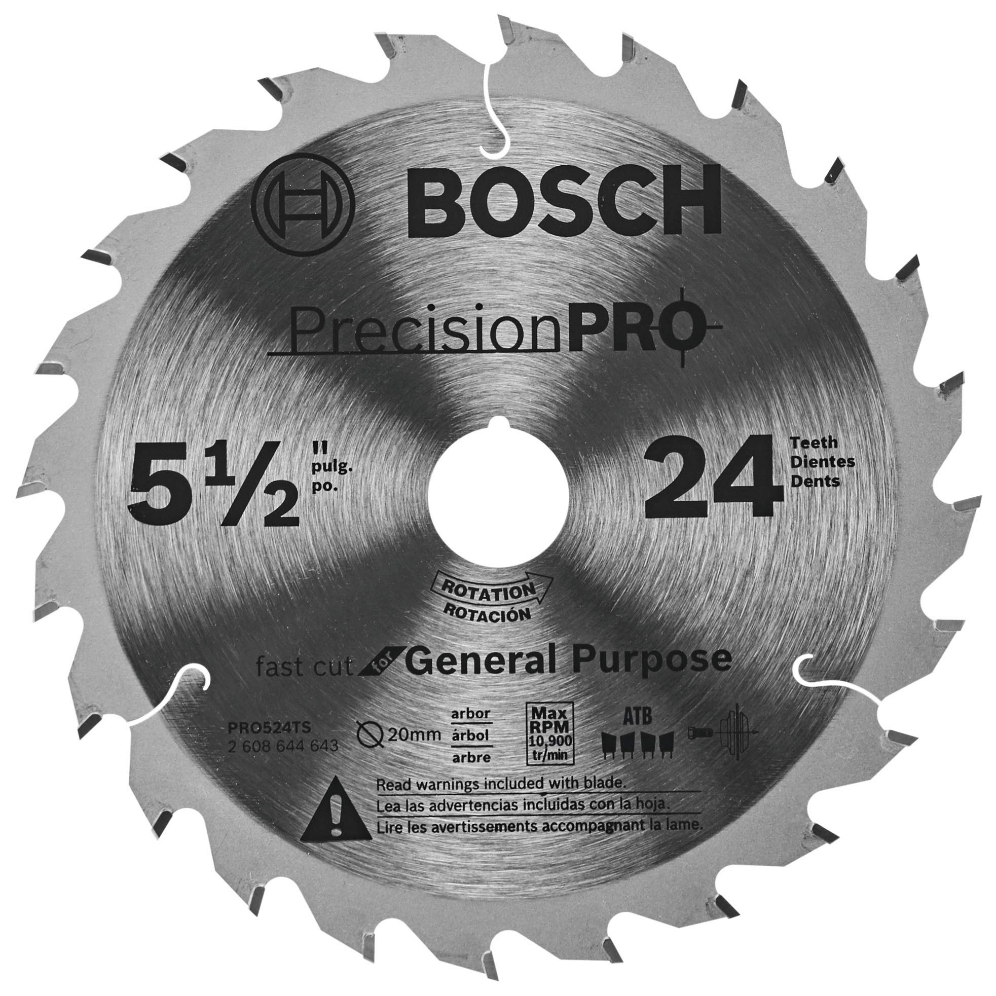Bosch PRO524TS 5-1/2 Inch 24-Tooth Precision Pro Series Track Saw Blade for Woodworking, Plywood & Laminate Cutting - Perfect for DIY Projects & Professional Carpentry