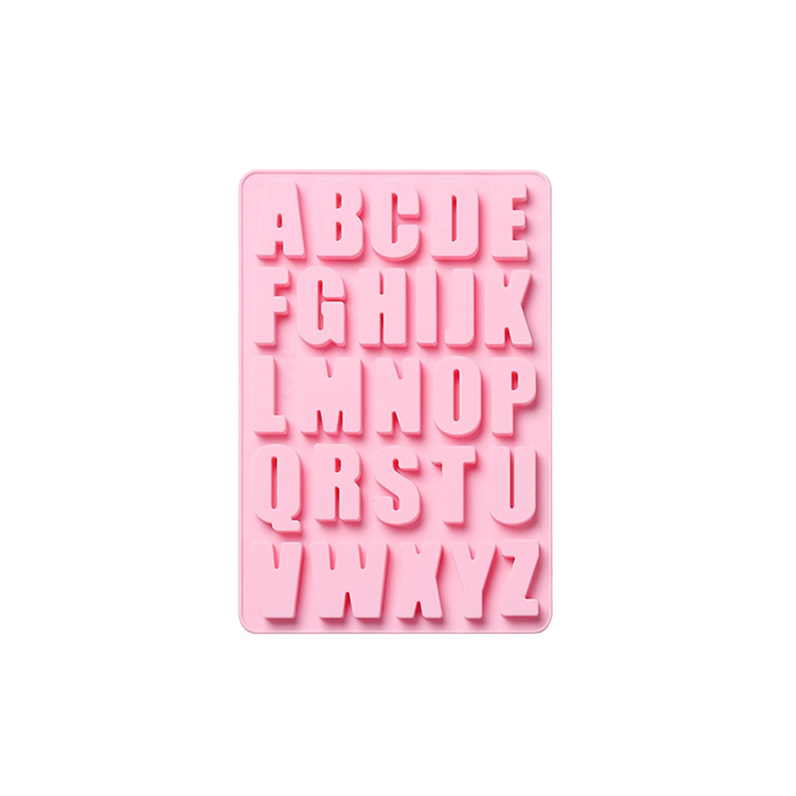 Shellee 3D Alphabet Silicone Cake Mold - 26 Cavity Letter Baking Mold for Chocolate, Cake, Biscuit, Candy, Jello, Ice & Resin - DIY Crayon & Candle Making - Perfect for Birthday Parties, Baby Showers & Home Baking (Pink)