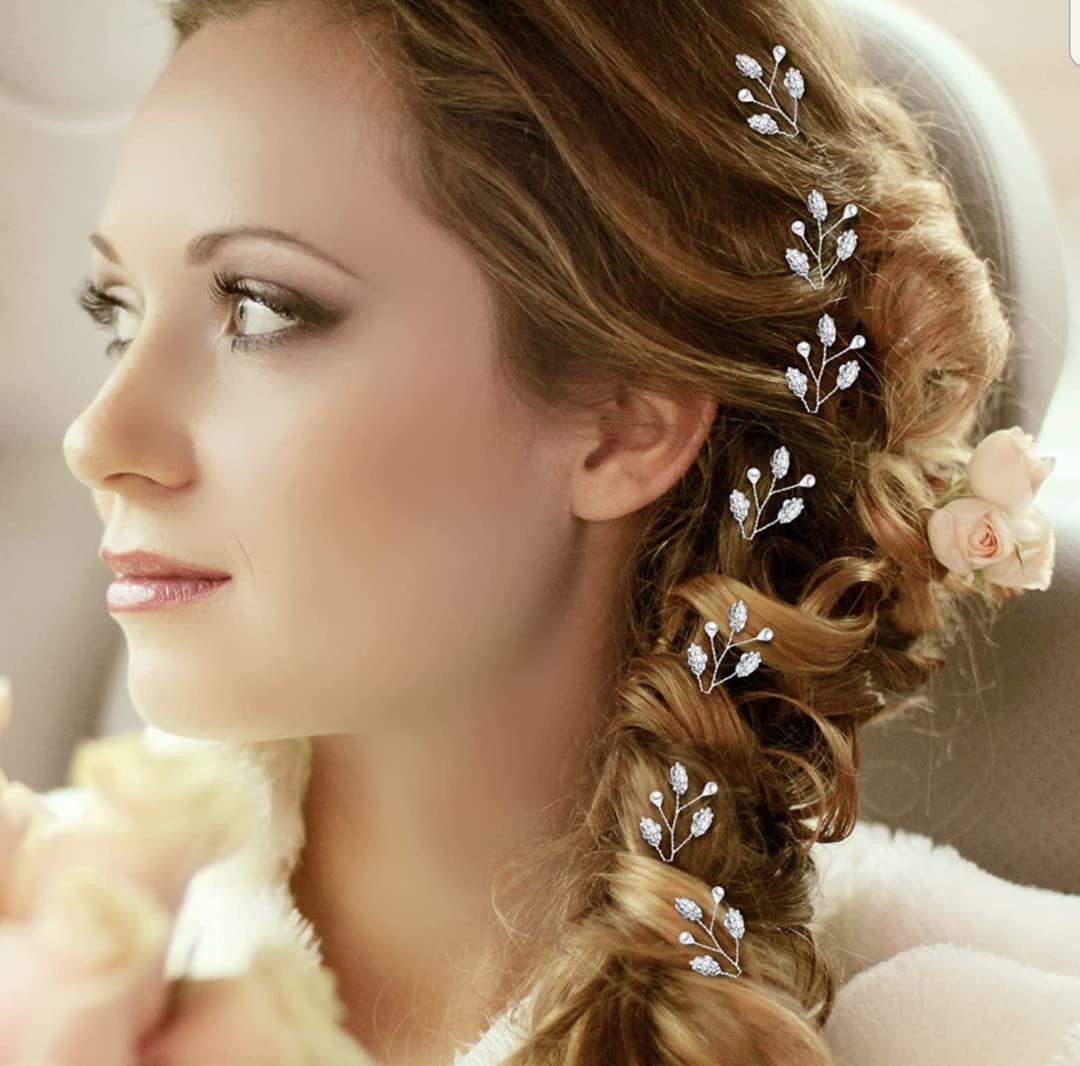 ANVIK Handmade Crystal Hair Clips for Women & Girls - Gold Hairpins, Bun Pins, Juda Pins - Perfect for Weddings, Parties & Everyday Elegance