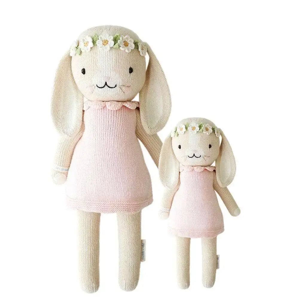 Cuddle + Kind Hannah The Bunny (Blush) - Hand-Knit Organic Cotton Stuffed Animal Toy for Babies & Kids - Perfect for Nursery Decor, Baby Shower Gifts, and Cuddling Comfort