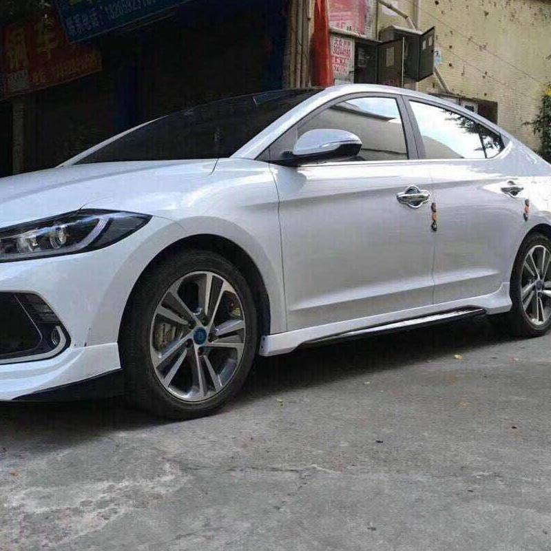 2017-2020 Hyundai Elantra AD CN7 L-Style Side Skirts - Unpainted Black PP Material - Perfect for Car Body Enhancement & Street Style Customization