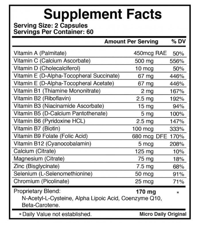 MMF Maximum Micronutrient Formula Supplement - 1 Month Supply (60 Capsules) for Immune Support & Daily Wellness | Vegan, Non-GMO Multivitamin