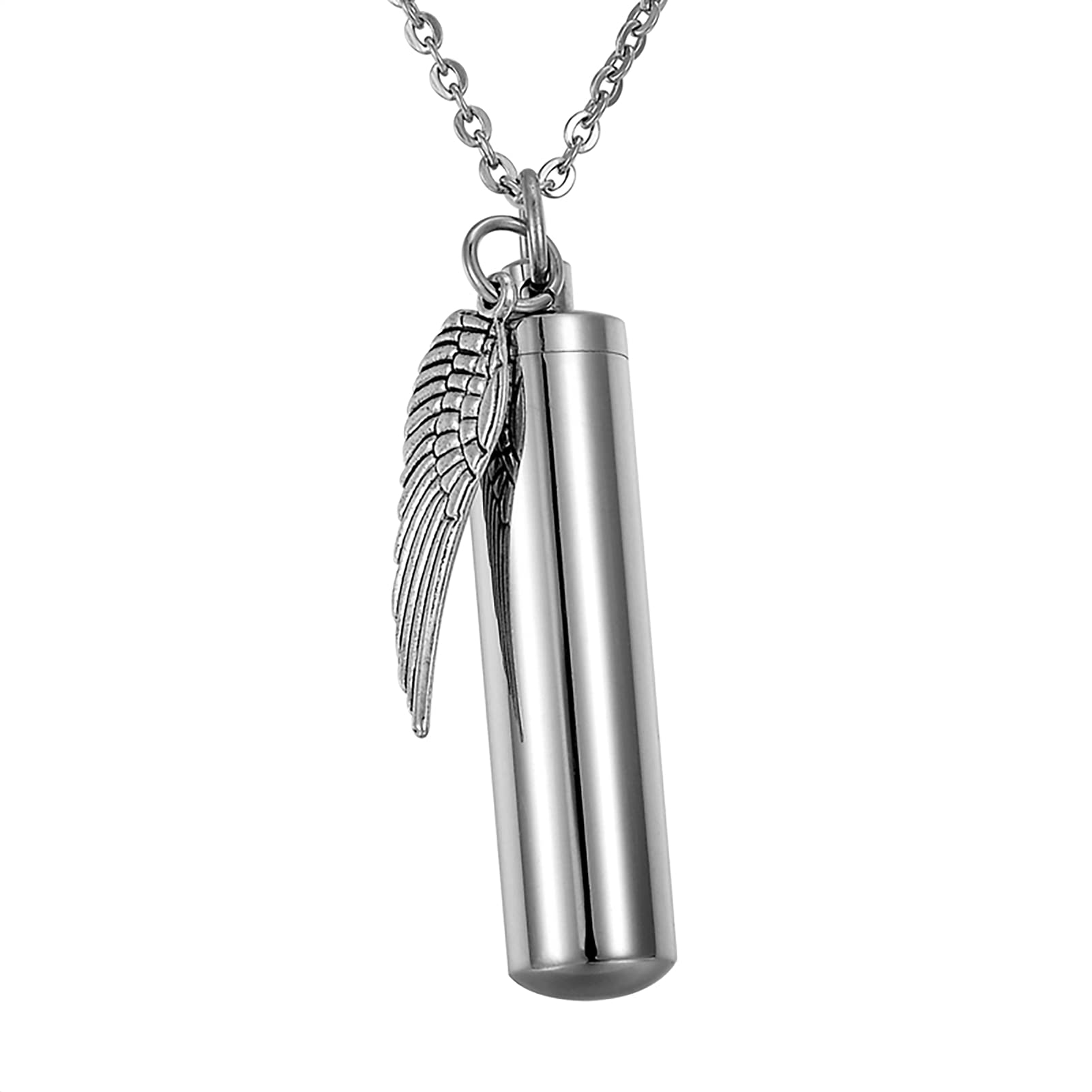 HooAMI Stainless Steel Angel Wing Cremation Jewelry Necklace for Ashes - Memorial Keepsake Pendant for Men & Women - Perfect for Honoring Loved Ones at Funerals, Memorials & Special Occasions