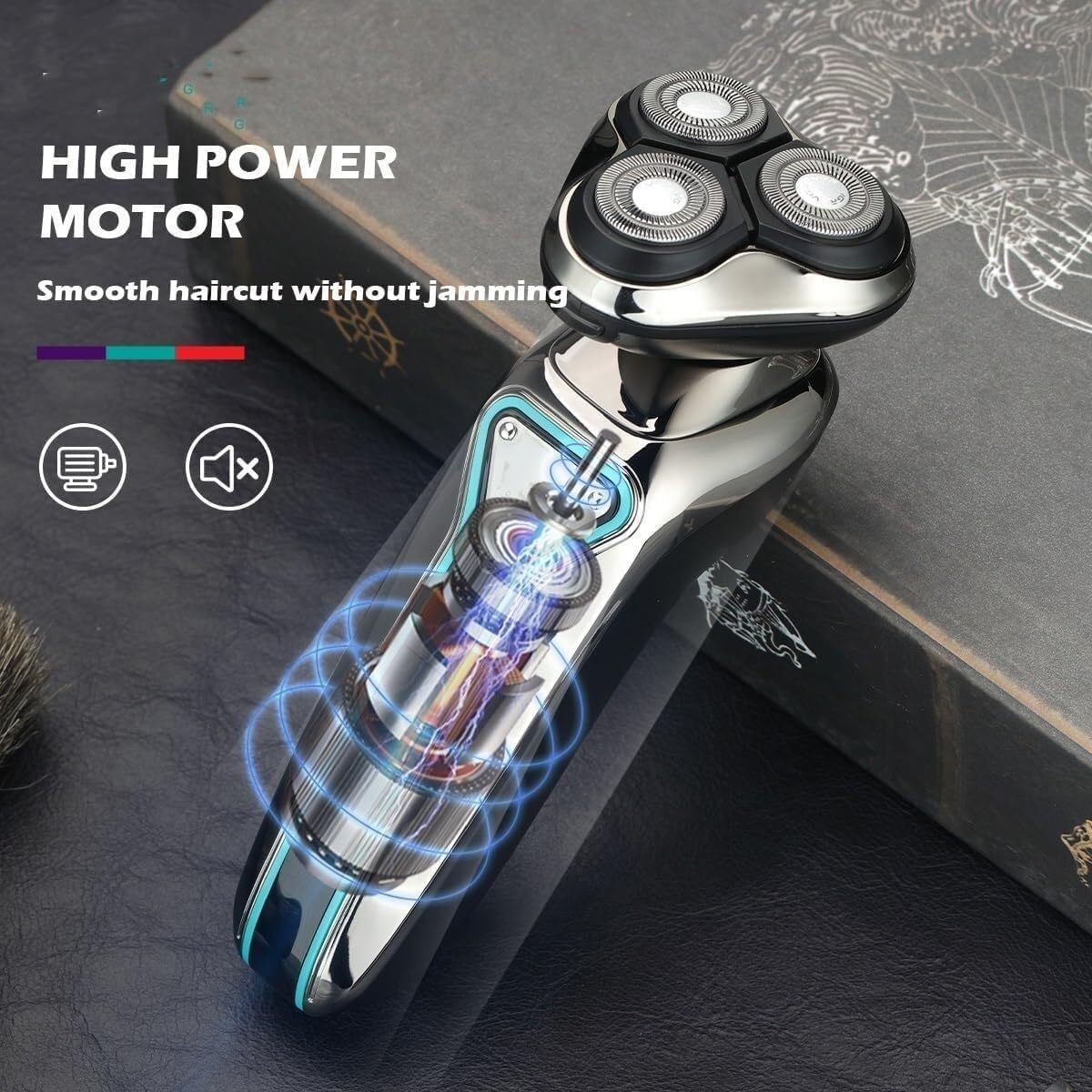 Men's Electric Shaver - Waterproof Wet/Dry Rechargeable Beard Trimmer with LCD Display for Smooth Shaving at Home, Travel & Gym