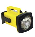 Rechargeable Handheld Halogen Flashlight - 1000 Lumens Spot Beam - Yellow - AC/DC Powered - for Camping, Hiking, Emergency Use
